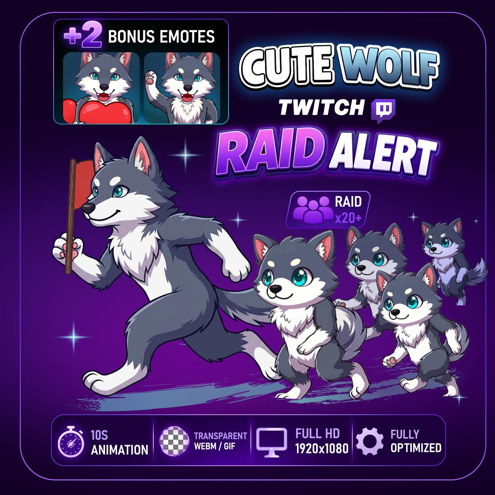 Animated Wolf Twitch Raid Alert, Wolf Stream Alerts, Bonus Free ...