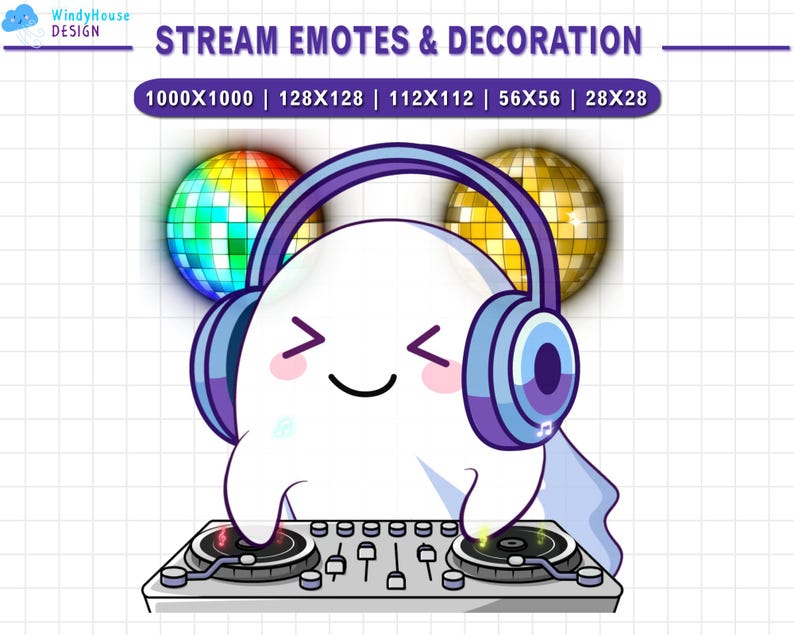 Animated Ghost DJ Twitch Emote: Halloween Discord Overlay (GIF & WEBM ...