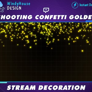 Animated Stream Decoration Shooting Golden Confetti Twich Overlay, Party, Birthday, New Year, Glitter Papper, Discord, Add On Streaming