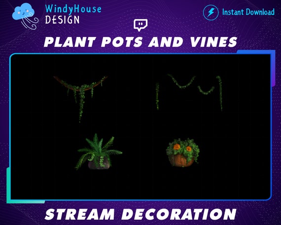 Animated Plant Pots And Vines Stream Decorations