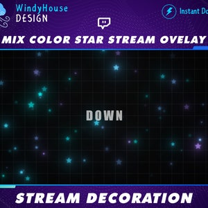 3x Animated Stream Decoration Star Floating Overlay, Star Falling Down ...