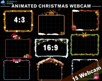 15x Animated Christmas Webcam Overlays, Xmas Cute Facecam, Cute Custom Twitch, Stream Border, Noel, Twitch Cam, Graphic For Streamer