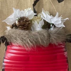 Tin Can Pocket Posies Buffalo Check Hanging Wall Vase Garden Planter ...