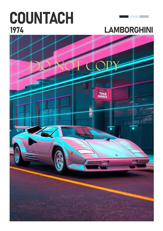Retro Neon Supercar Poster Vintage 80s Sports Car Wall Art - Etsy
