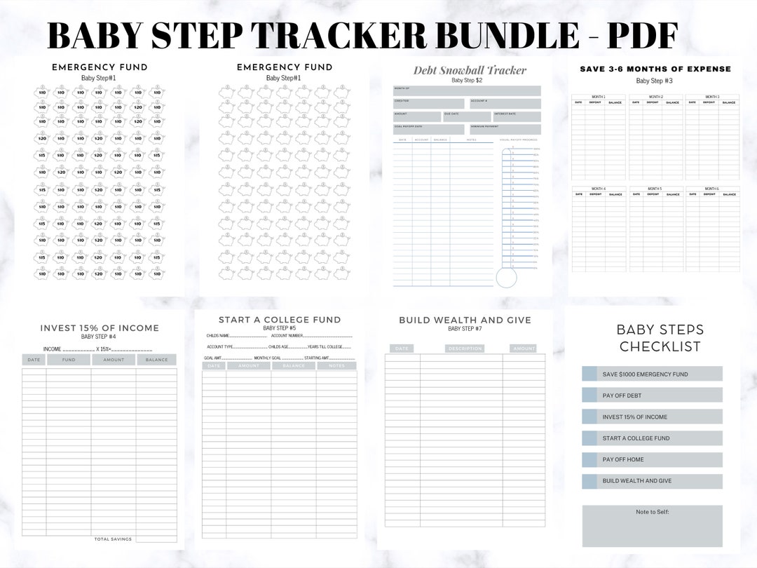 Baby Steps Tracker Bundle, Dave Ramsey Baby Steps, Debt Payoff ...