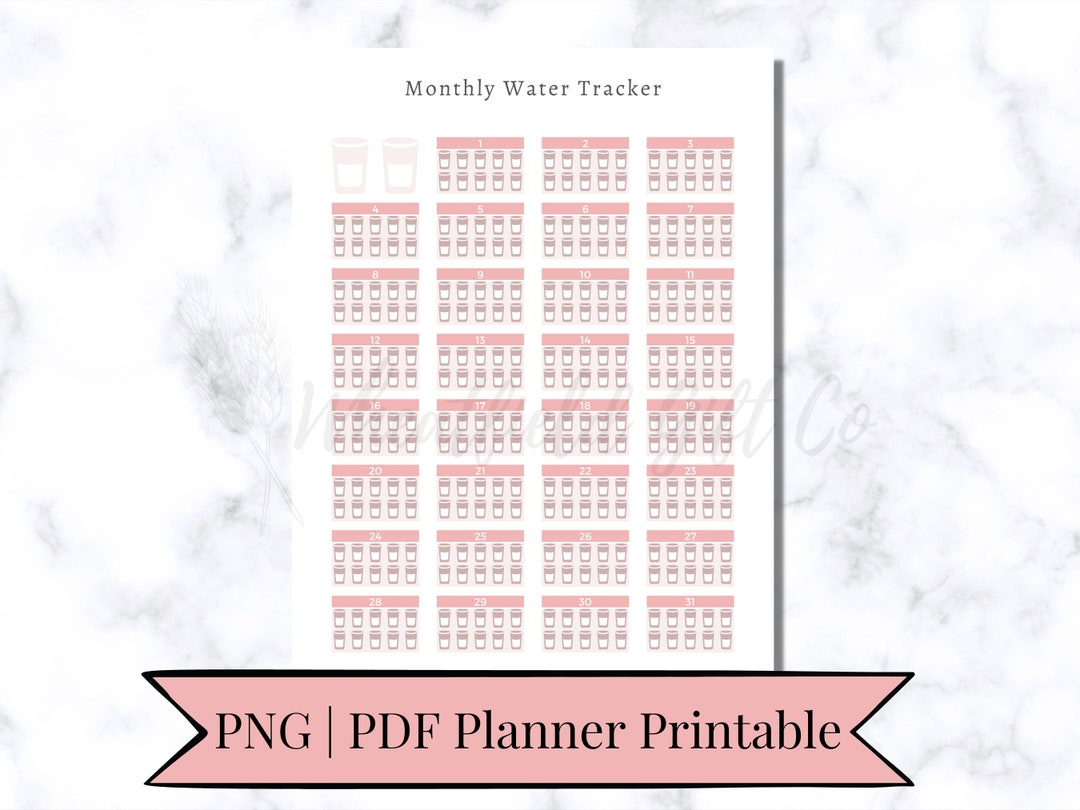 Water Tracker Printable, Planner Printer, Health and Wellness Tracker - Etsy