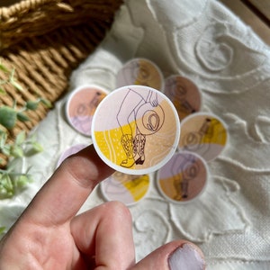 Cowgirl Boots Round Sticker, Pink and Orange Sticker, Laptop Sticker, Journal Sticker, Water Bottle Sticker, Waterproof Sticker