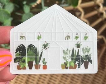 Clear Greenhouse Sticker, Waterpoof, Plant Sticker, Plant Lovers Sticker, Laptop Sticker, Detailed Sticker