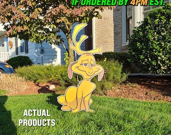 Grinch Max The Dog Christmas Yard Decoration: Vibrant Waterproof Sign MAX ONLY