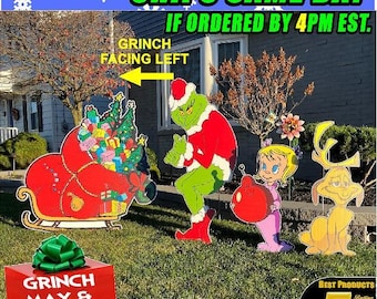 Grinch Stealing Lights Yard Decoration: Left Facing 4ft Sleigh, Max, Cindy Lou Who -  LEFT, 4ft Sled, MAX , Cindy  ONLY