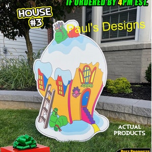 Whoville House Outdoor Christmas Decoration: Grinch Stealing Lights