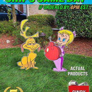 Grinch Max & Cindy Lou Who Yard Decorations - Vibrant Colors MAX + CINDY ONLY immagine 1