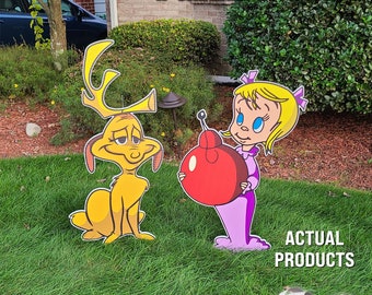 Grinch Max & Cindy Lou Who Yard Decorations - Vibrant Colors  MAX + CINDY ONLY