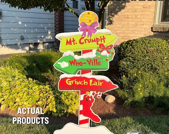 Grinch WHOVILLE 4ft Direction Sign Pole: Christmas Yard Decor  POLE ONLY