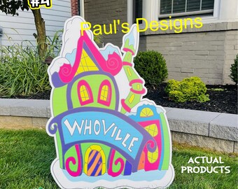 Whoville House Yard Sign: Grinch Christmas Decor, Outdoor Decoration
