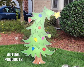Grinch Stealing Lights Whoville Tree: 4ft Waterproof Christmas Yard Decor  TREE ONLY