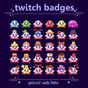 Poyo Sub/Bit Badges for Twitch stream | Cute Game Pixel Poyo for Streaming