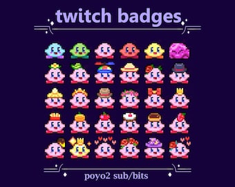 Insignias de suscripción/bit de Poyo para transmisiones de Twitch / Lindo juego Pixel Poyo para transmisión