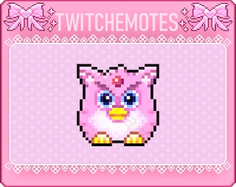 Kawaii Pink Furby Twitch Emote | Cute Mad Furby Pixel Toy plushie Streaming Emote/Channelpoint Rewards for Streaming