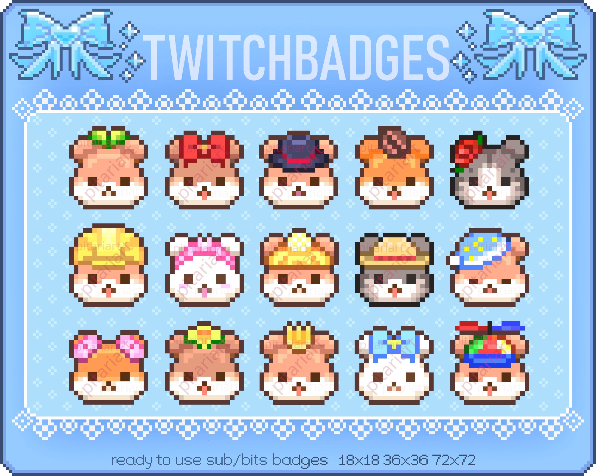 Cute Hamster Sub badges for twitch or stiker