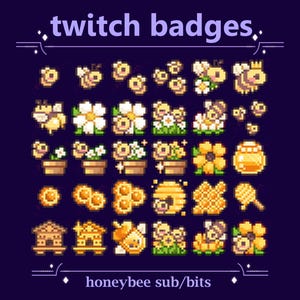 Insignias de suscripción a Twitch de Kawaii Honey Bee para transmisión en directo / Insignias de Pixel Honeybee Bit (95)