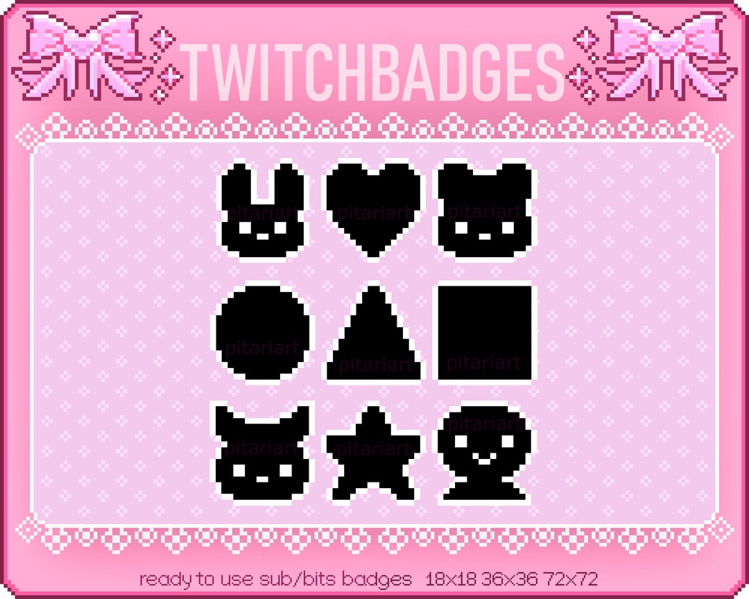 Twitch Badges Simple Black Symbols Sub and Bit Badges for Streaming