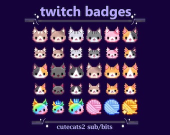 Cute Pretty Kitty als sub/bit-badge voor Twitch-stream | Schattige kittens als loyaliteitsbadge