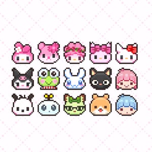 Kawaii Pixel Plushies as Sub/Bit Badges for Twitch stream | Cute Kitty, Rabbit, Hamster, Frog, Bear Badges for Streaming (17)