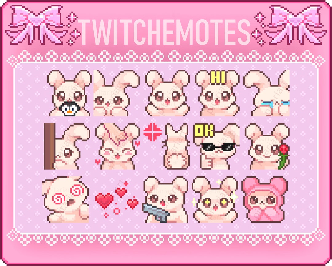 Twitch Emotes Kawaii Pixel Bunny Cute Creme Colored Rabbit - Etsy