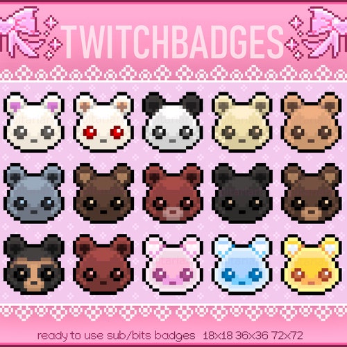 Cute Dessert Sub Badges for Twitch Streaming Pixel Bear - Etsy