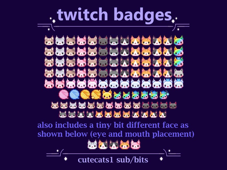 Cute Pretty Kitty as Sub/bit Badges for Twitch Stream | Cute Kittens as ...