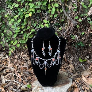 Handmade Chainsaw Man Anime Choker Necklace and Earring Set