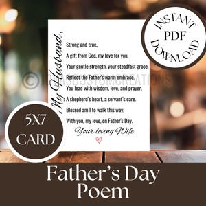 Poema del Día del Padre para imprimir / Regalo cristiano para el Día del Padre / Regalo de esposa para el esposo / Descarga digital