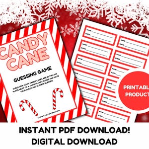 Jogo de adivinhação de bengala doce | Jogo de adivinhação de Natal | FESTA DE FÉRIAS | Download digital |