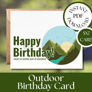 Tarjeta de cumpleaños para amantes de las actividades al aire libre / Tarjeta de cumpleaños para amantes de las actividades al aire libre, excursionistas y pescadores / Esposos, hijos y padres / DESCARGA DIGITAL PDF