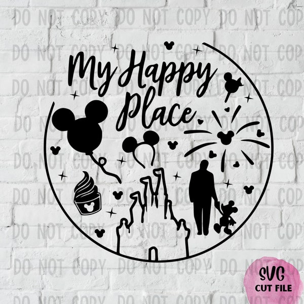 My Happy Place SVG | Circle Design SVG PNG | Digital Download |