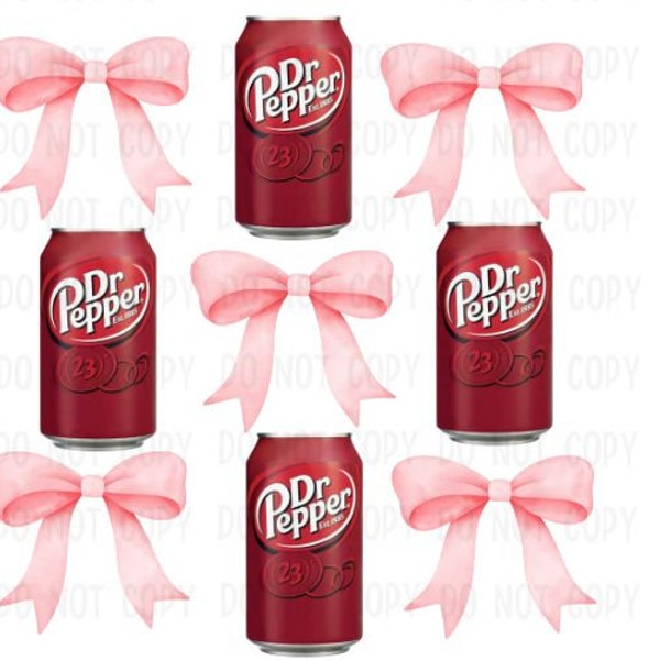 Preppy Coquette Bow Dr. Pepper PNG | Instant Digital Download