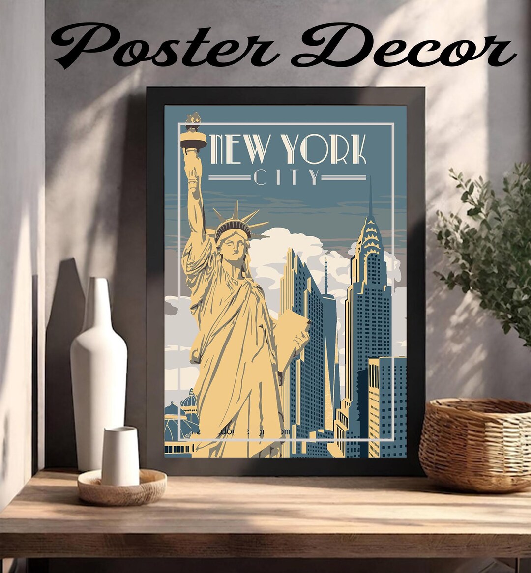 New York City - Vintage Travel Poster - Etsy