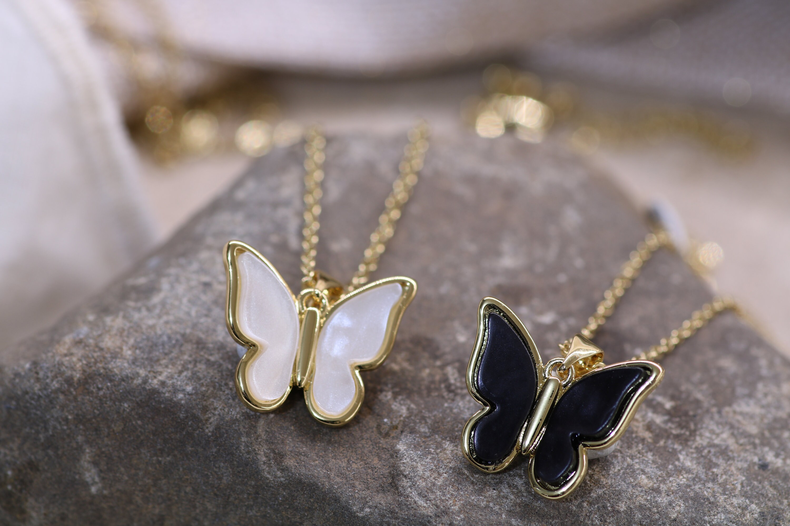 Black butterfly necklace deals