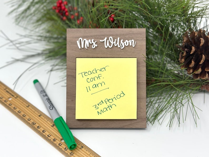 Personalized Sticky Notepad Holder, Teacher Christmas Gift, Gift from Student, Custom Teacher Gift, Office Gift, Postit Note Holder, Desktop image 5