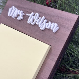 Personalized Sticky Notepad Holder, Teacher Christmas Gift, Gift from Student, Custom Teacher Gift, Office Gift, Postit Note Holder, Desktop image 7