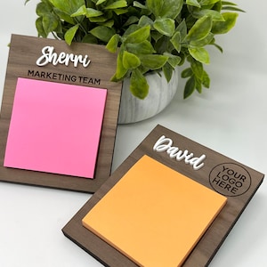 Personalized Sticky Notepad Holder, Corporate Gift for Employees, Custom Office Gift, Postit Note Holder, Desktop, Corporate Client Gift