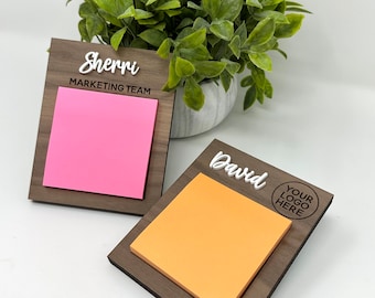 Personalized Sticky Notepad Holder, Corporate Gift for Employees, Custom Office Gift, Postit Note Holder, Desktop, Corporate Client Gift