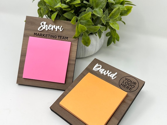 Personalized Sticky Notepad Holder, Corporate Gift for Employees, Custom Office Gift, Postit Note Holder, Desktop, Corporate Client Gift