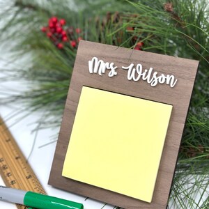 Personalized Sticky Notepad Holder, Teacher Christmas Gift, Gift from Student, Custom Teacher Gift, Office Gift, Postit Note Holder, Desktop image 8