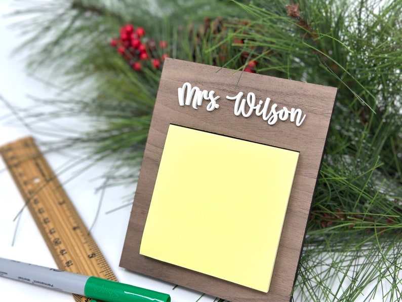 Personalized Sticky Notepad Holder, Teacher Christmas Gift, Gift from Student, Custom Teacher Gift, Office Gift, Postit Note Holder, Desktop image 8