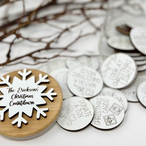 custom Christmas countdown jar, custom advent calendar, Christmas tokens, family Christmas activities, advent tokens, 25 days of Christmas