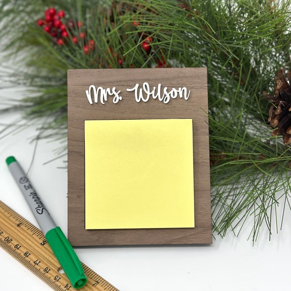 Personalized Sticky Notepad Holder, Teacher Christmas Gift, Gift from Student, Custom Teacher Gift, Office Gift, Postit Note Holder, Desktop