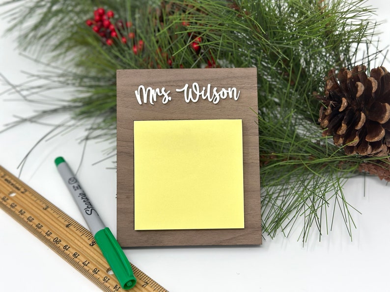 Personalized Sticky Notepad Holder, Teacher Christmas Gift, Gift from Student, Custom Teacher Gift, Office Gift, Postit Note Holder, Desktop image 1