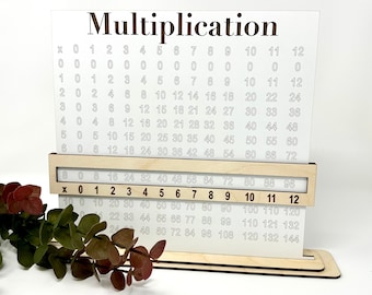 multiplication chart, math board, homeschool math, wood math board, multiplication montessori, multiplication table, homeschool supply, math